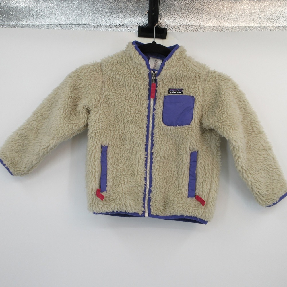 Patagonia Kids Retro-X Fleece Jacket 4T Cream Purple Full Zip Sherpa Teddy